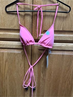 Monki Pink Triangle String Bikini Top